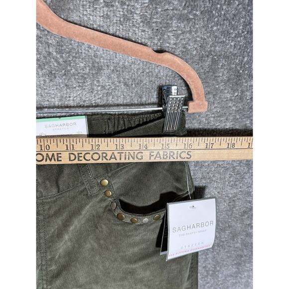 Sag Harbor Stretch Corduroy Bootcut Jeans Pants Womens Size 8 Green Pockets NWT - Picture 8 of 11